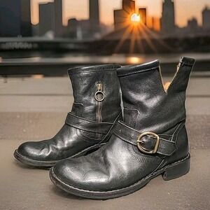Fiorentini + Baker Womens Eternity Eli Black Biker Moto Leather Ankle Boots Sz 6